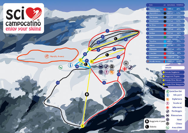 Cartina Campocatino - Mappa piste sci Campocatino