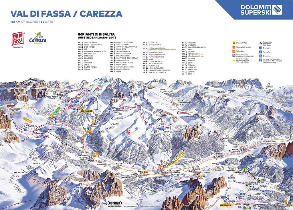 Cartina piste sci Alba di Canazei - Ciampac - Skimap Alba di Canazei - Ciampac