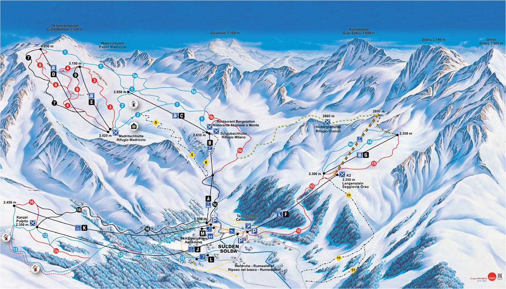 Cartina Solda - Mappa piste sci