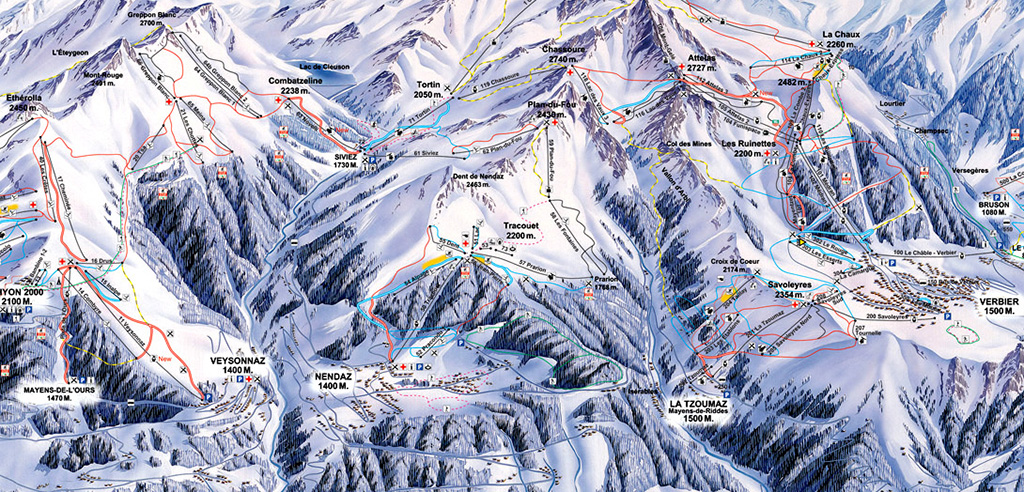 Cartina Nendaz - Mappa piste sci Nendaz