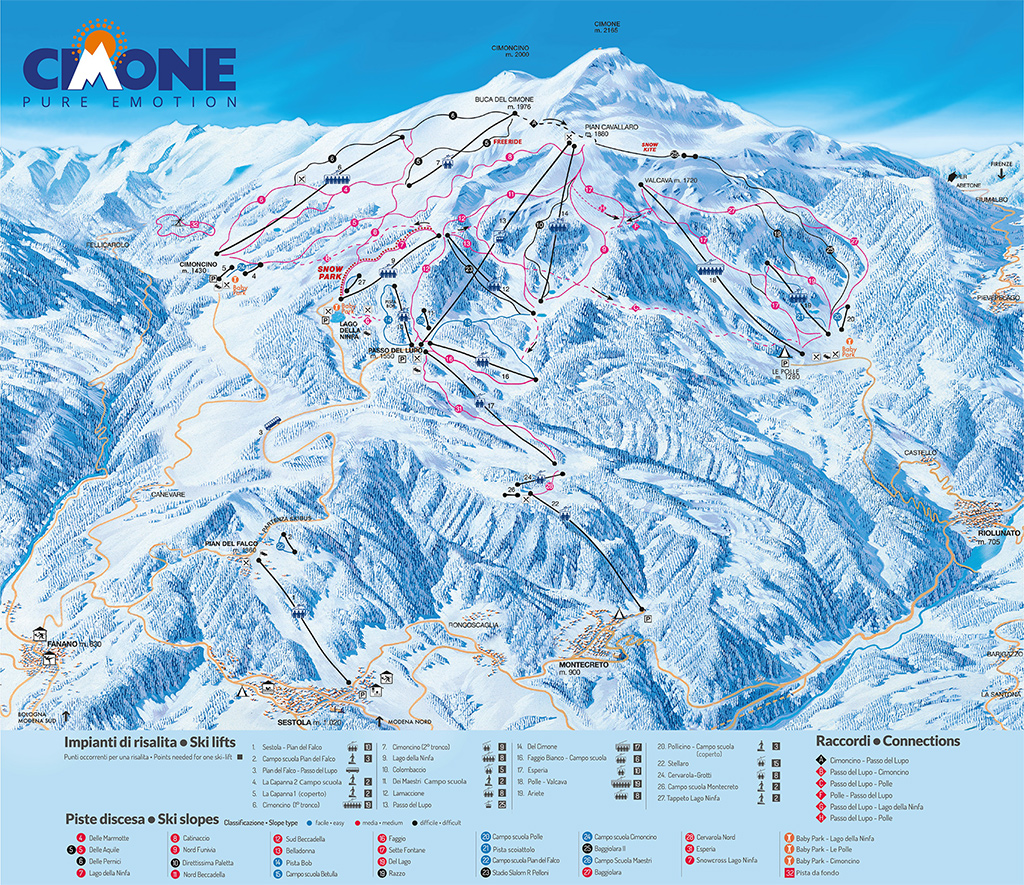 Cartina Cimone - Mappa piste sci Cimone