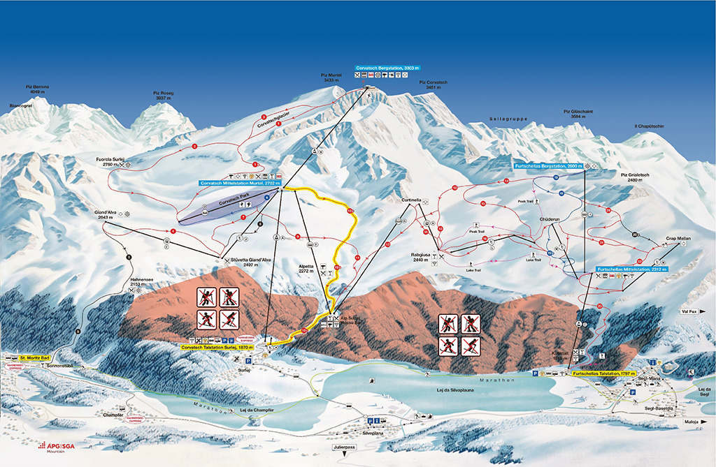 Cartina Corvatsch - Mappa piste sci Corvatsch