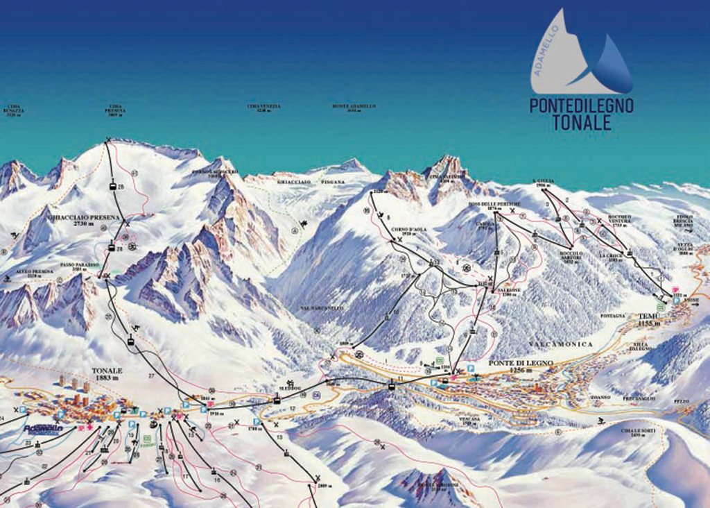 Cartina Temu' - Mappa piste di sci Temu'