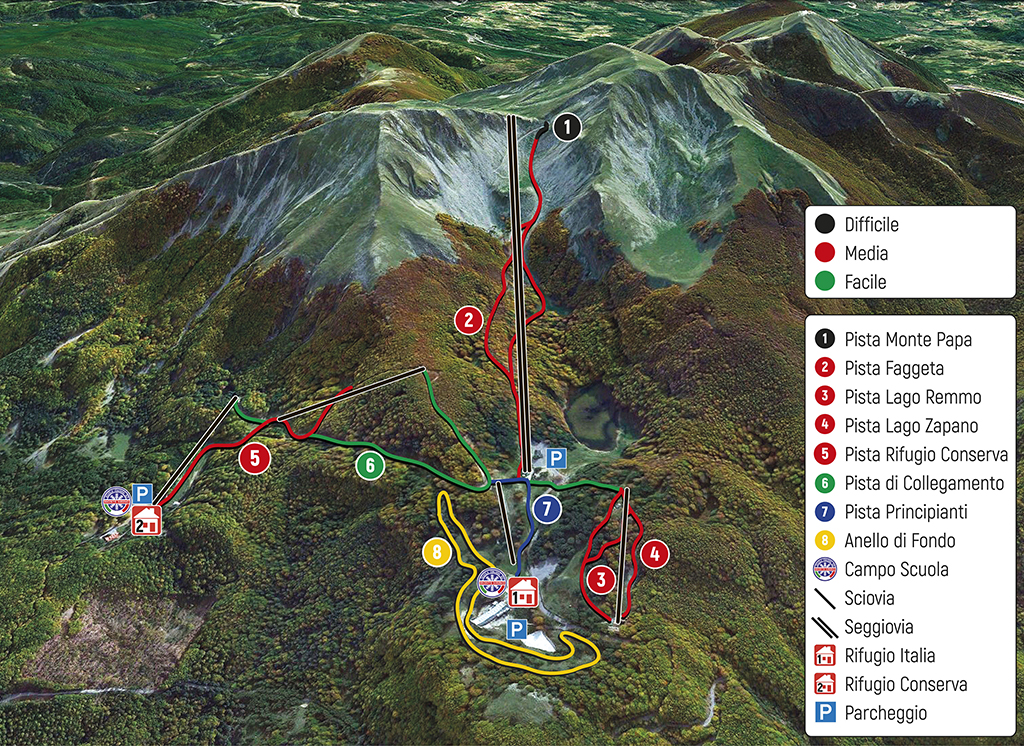 Cartina piste Conserva di Lauria - Skimap Monte Sirino