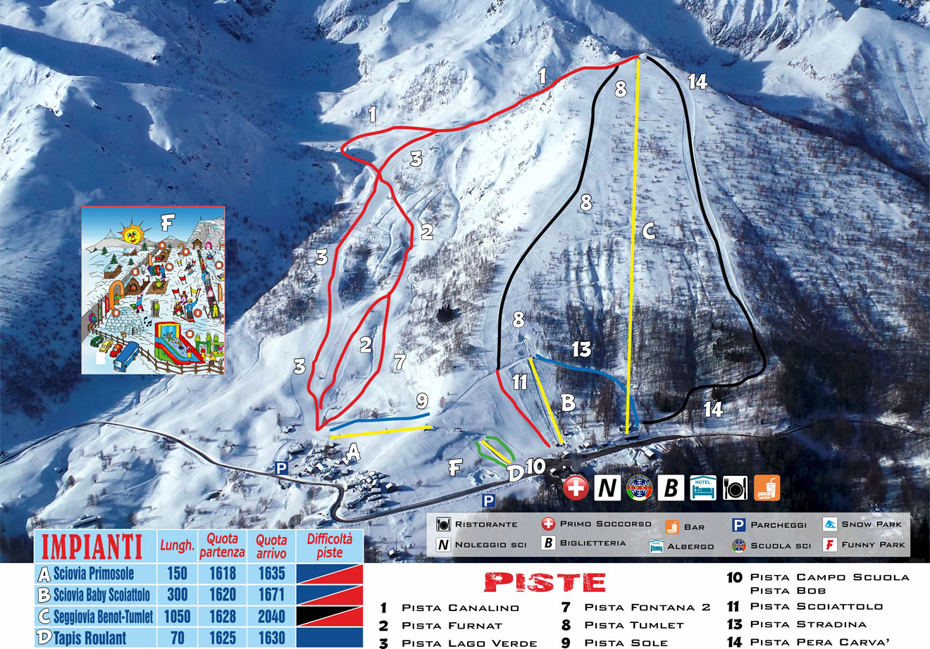 Cartina Usseglio - Mappe piste sci Usseglio