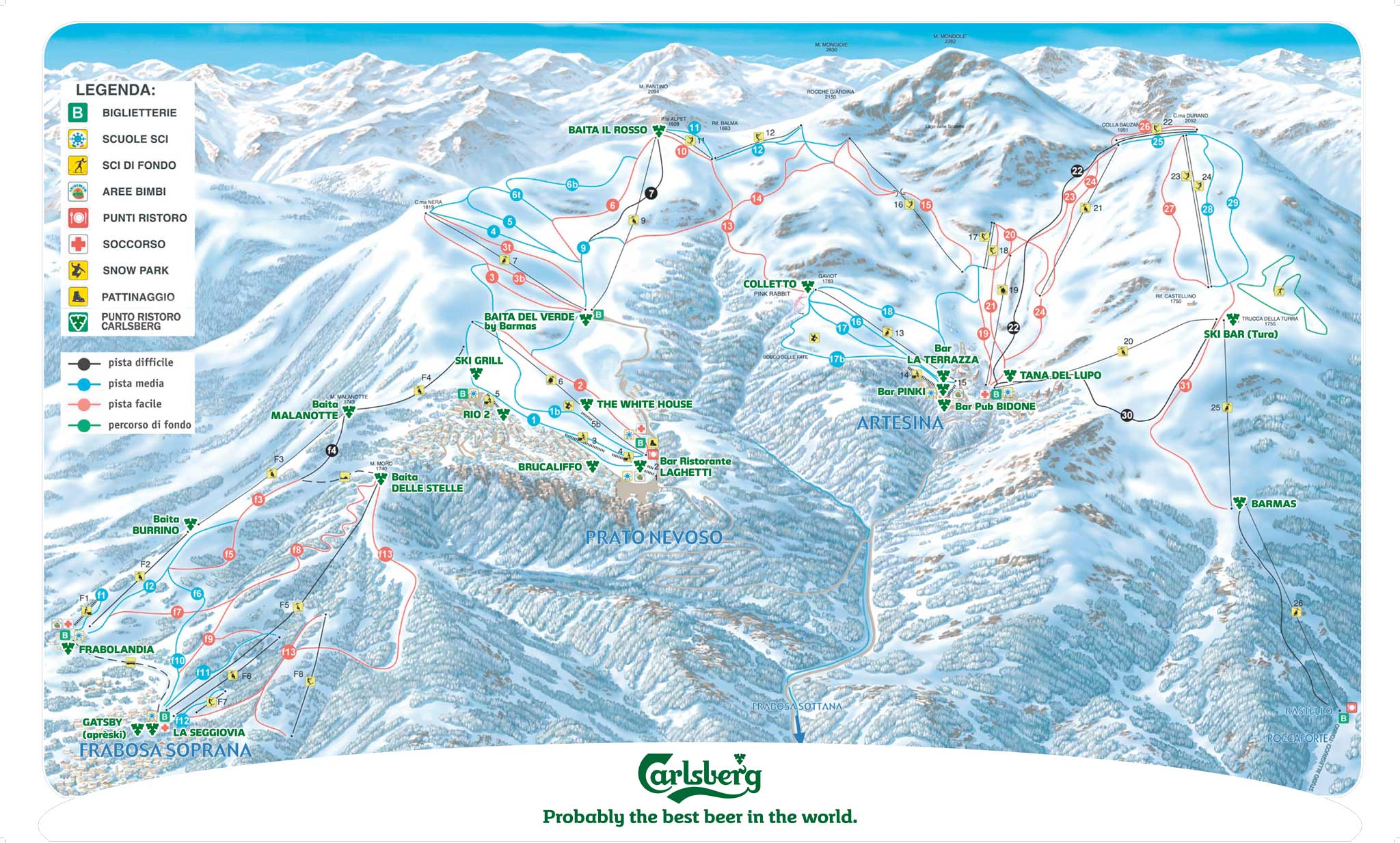 Cartina Mondole Ski - Mappa piste sci Mondole Ski