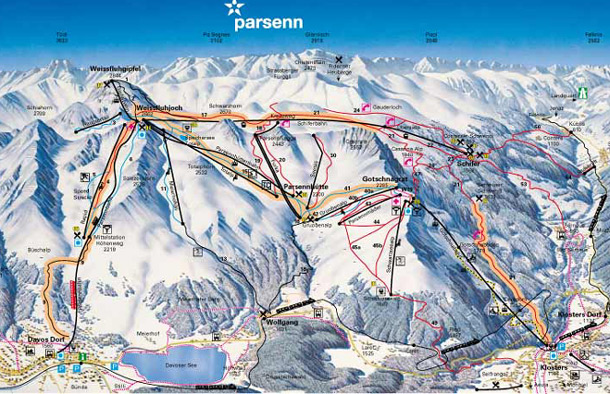 Cartina Davos -Mappa piste sci Davos