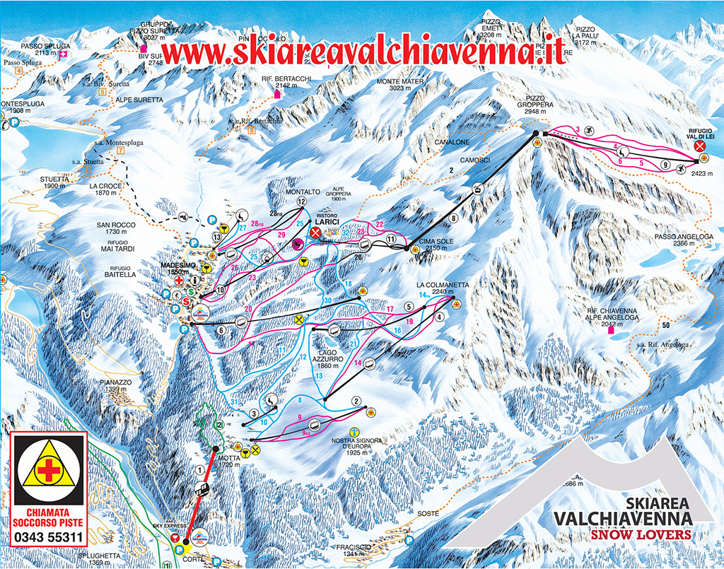 Cartina Madesimo - Mappa piste sci Madesimo