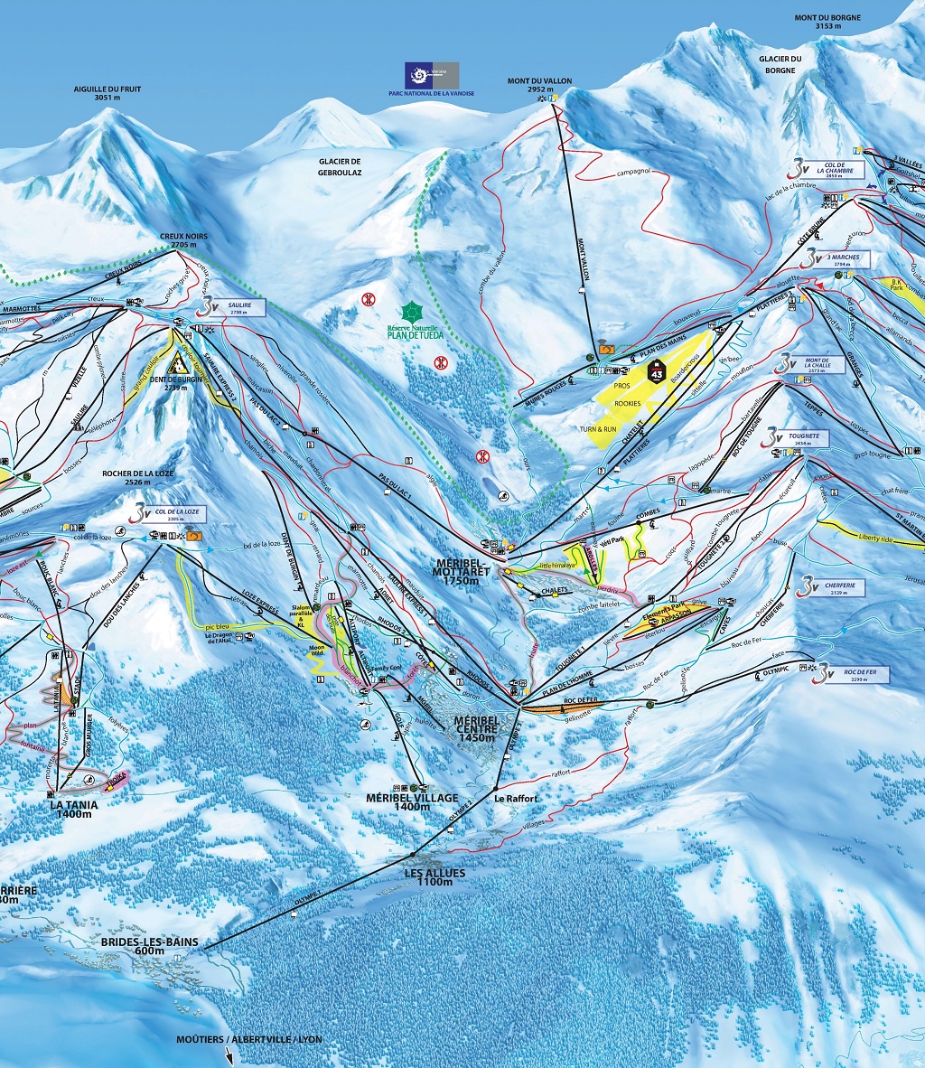 Cartina Meribel - Mappa piste di sci Meribel