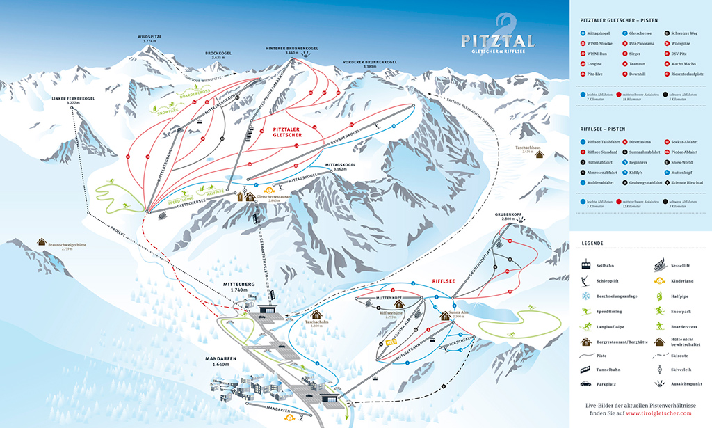 Cartina Pitztal - Mappa piste sci Pitztal