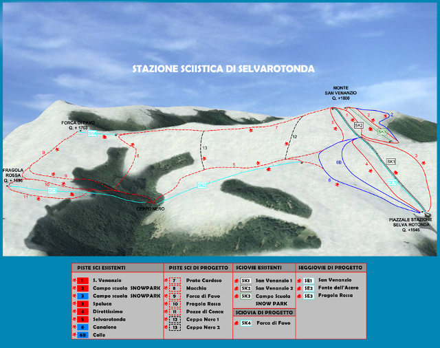 Cartina Selvarotonda Cittareale - Mappa piste di sci Selvarotonda Cittareale