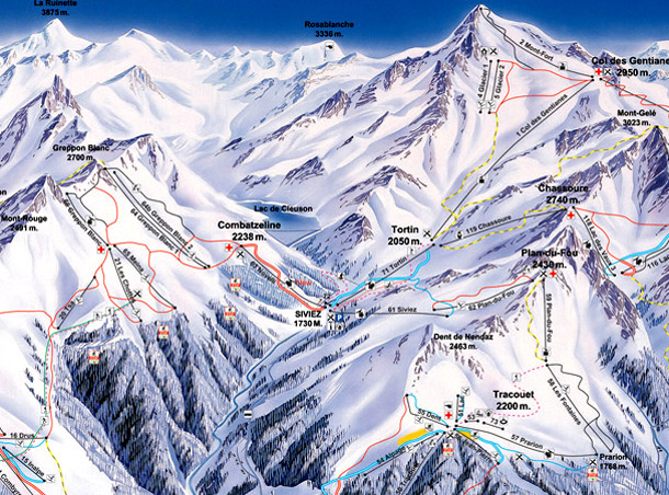 Cartina Siviez - Mappa piste sci Siviez