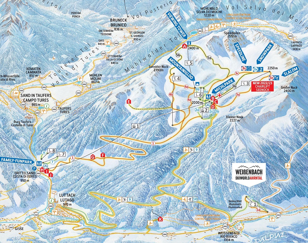 Cartina piste sci Speikboden - Campo Tures- Skimap Speikboden - Campo Tures