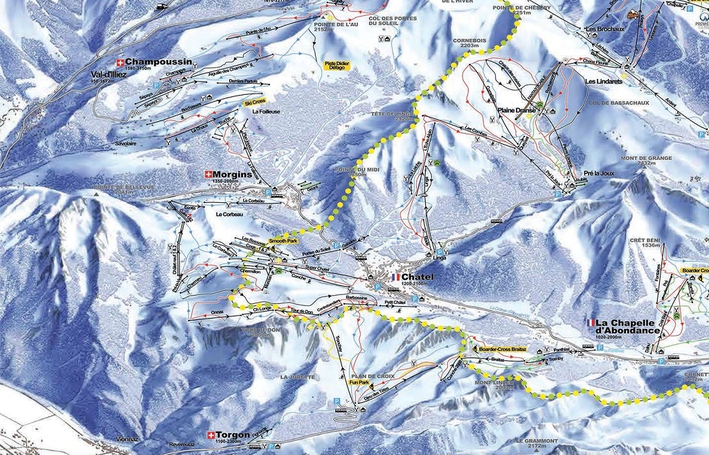Cartina Torgon - Mappa piste sci Torgon