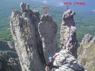 Pirmin sul campaniletto. Sullo sfondo Fungo e Lancia.