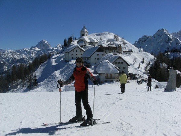 Saluti da Tarvisio, sul Monte Lussari.