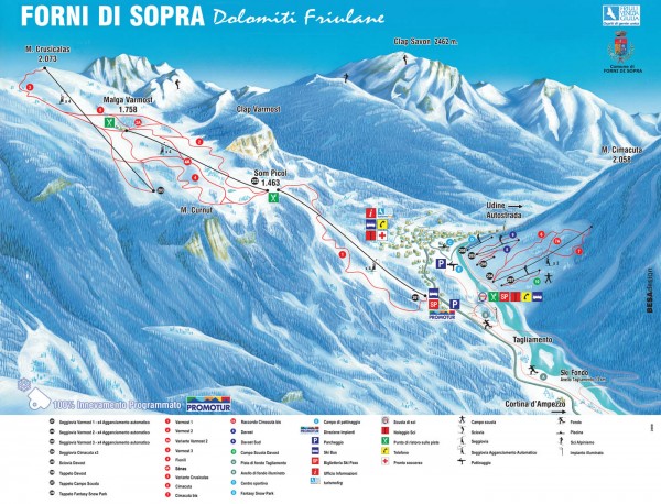 Ski Map Forni di Sopra 16 km