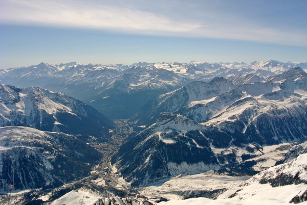 Vista dal Monte Bianco su Courmayeur