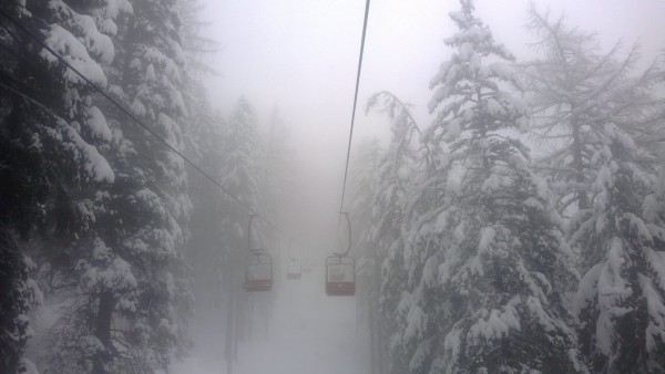 Vigo di Fassa, una discesa sotto la neve...