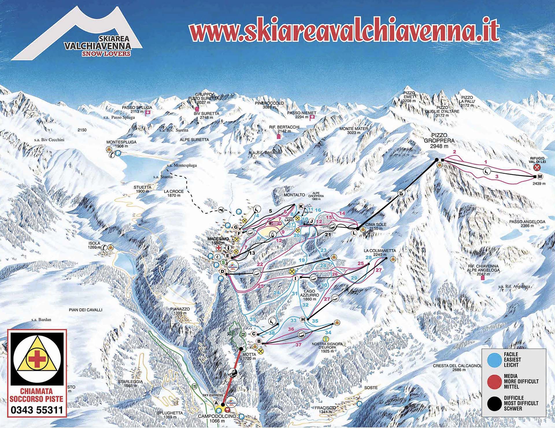 Cartina Madesimo - Mappa piste sci Madesimo