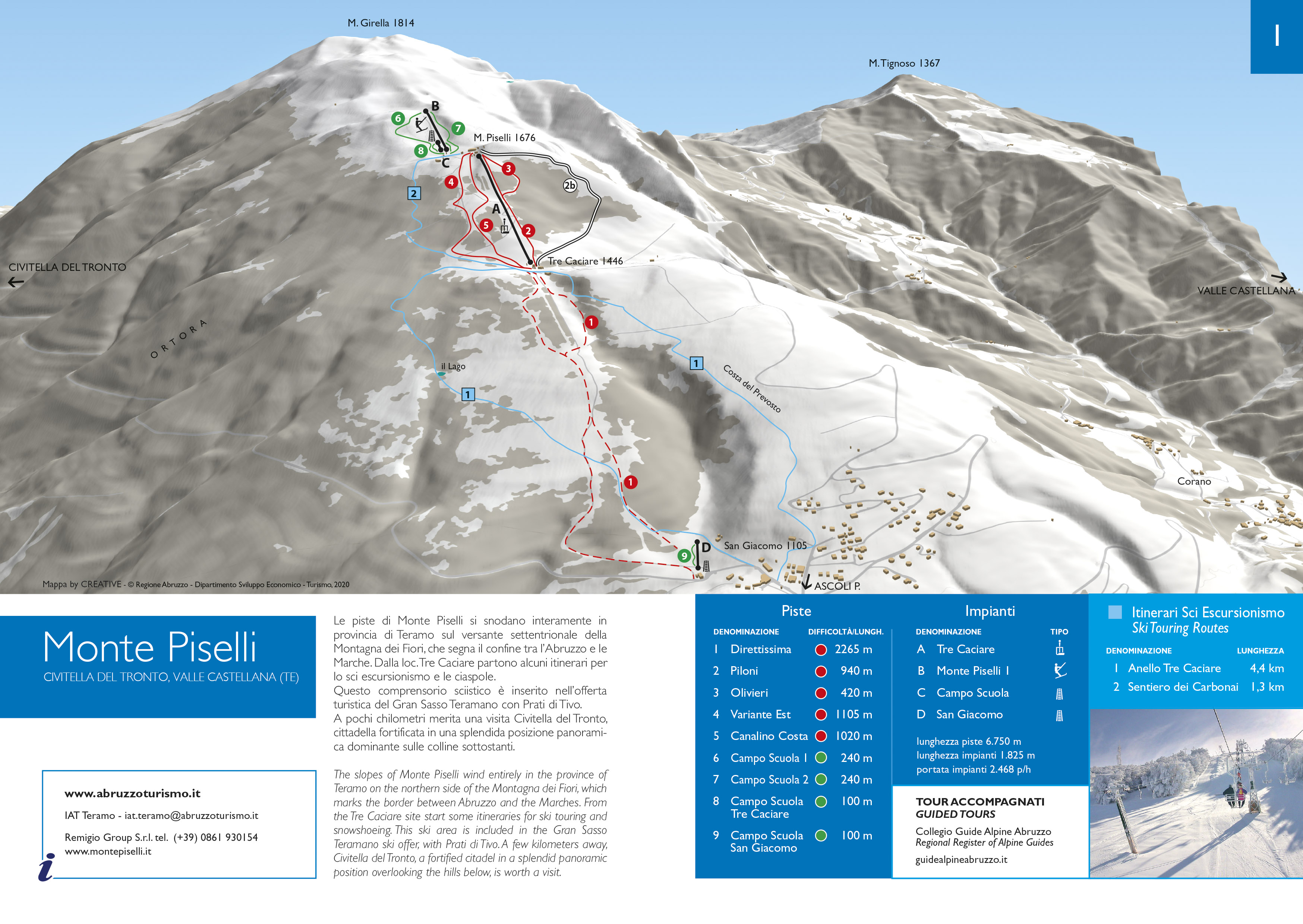 Cartina San Giacomo - Monte Piselli - Mappa piste sci San Giacomo - Monte Piselli