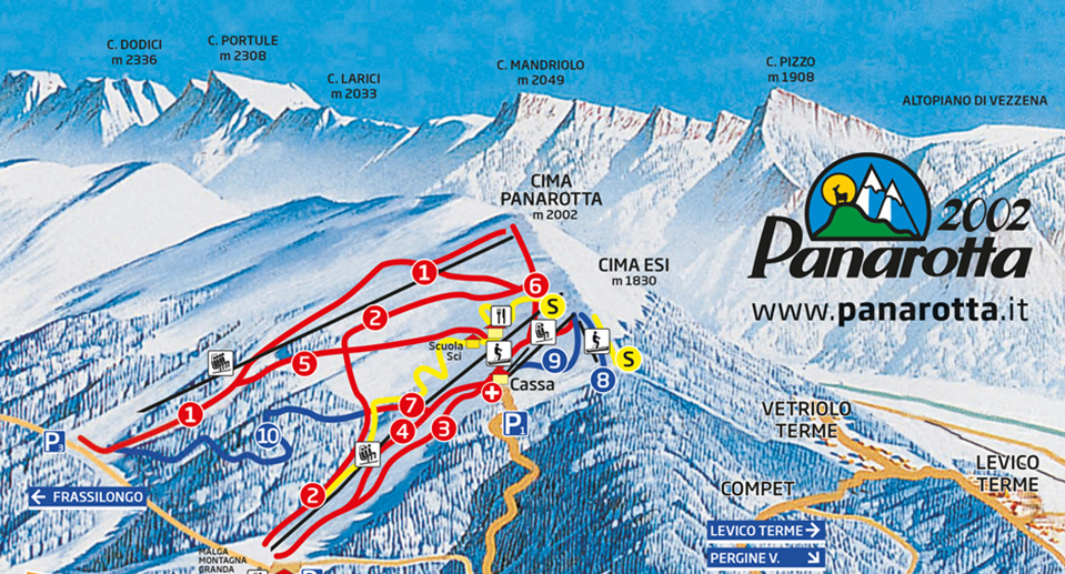 Cartina Panarotta - Mappa piste sci Panarotta