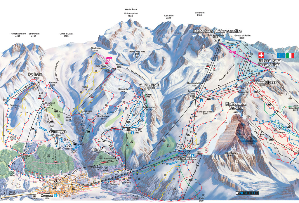 Skimap Zermatt Cervinia 