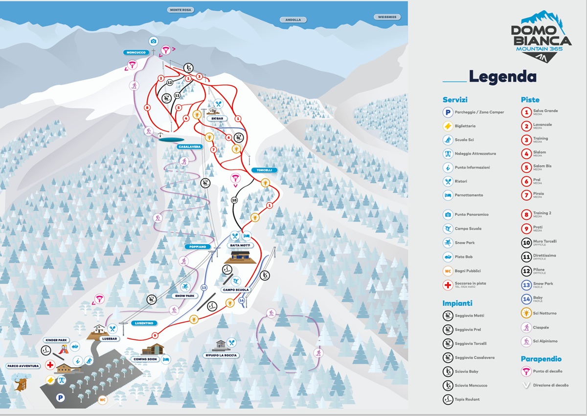 Cartina Domobianca - Mappa piste di sci Domobianca