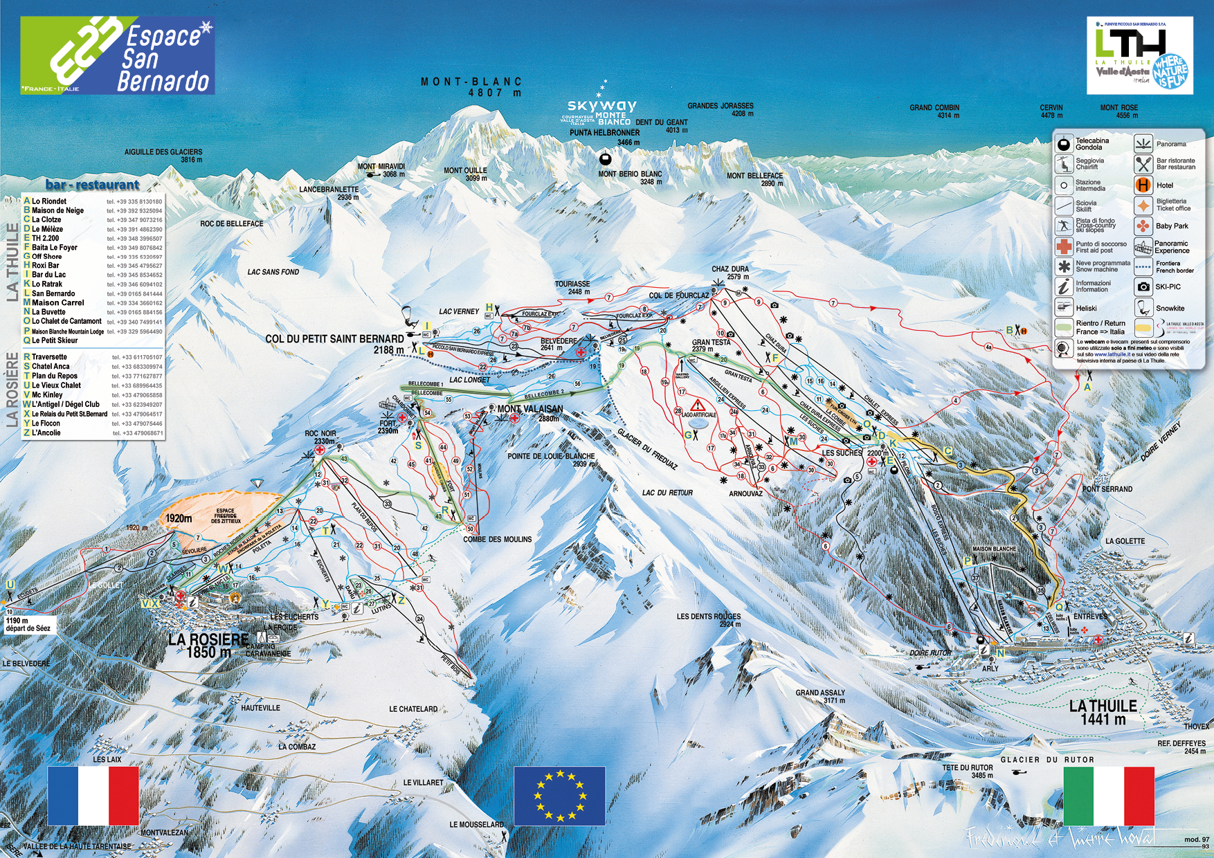 Cartina La Rosiere - Mappa piste sci La Rosiere