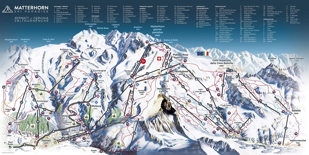 Cartina Matterhorn Ski Paradise - Mappa piste