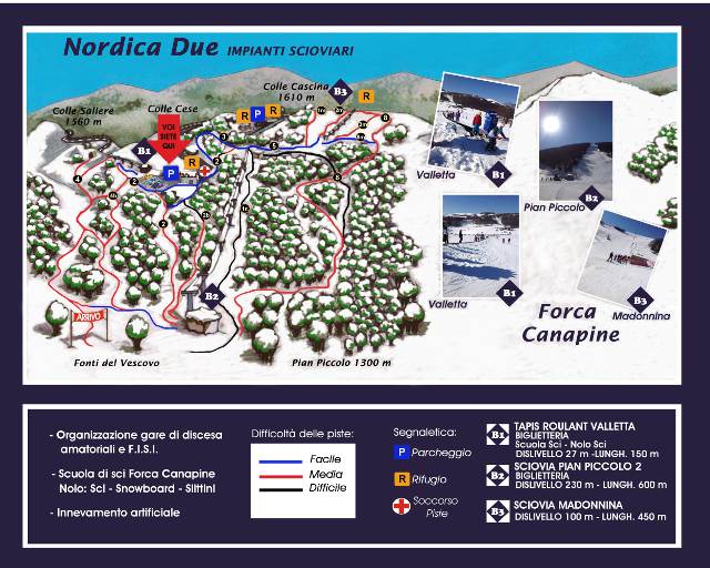 Cartina Forca Canapine - Mappa piste di sci Forca Canapine