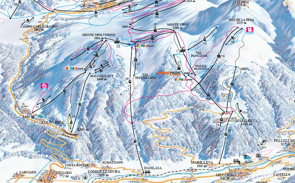 Cartina Marilleva - Mappa piste sci Marilleva