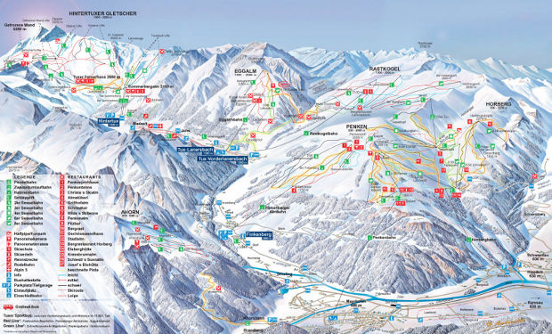 Cartina piste sci Zillertal - Skimap Zillertal