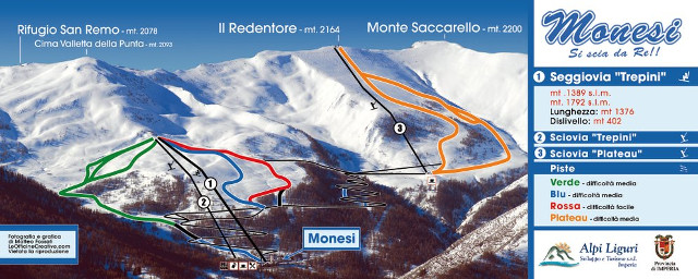 Cartina Monesi - Mappa piste di sci Monesi