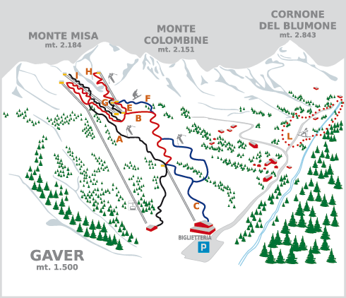 Cartina Gaver - Mappa piste di sci Gaver