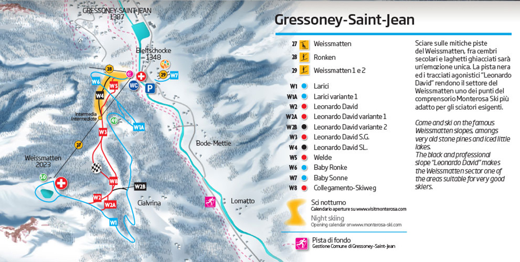 Cartina Gressoney Saint Jean - Mappa piste sci Gressoney Saint Jean