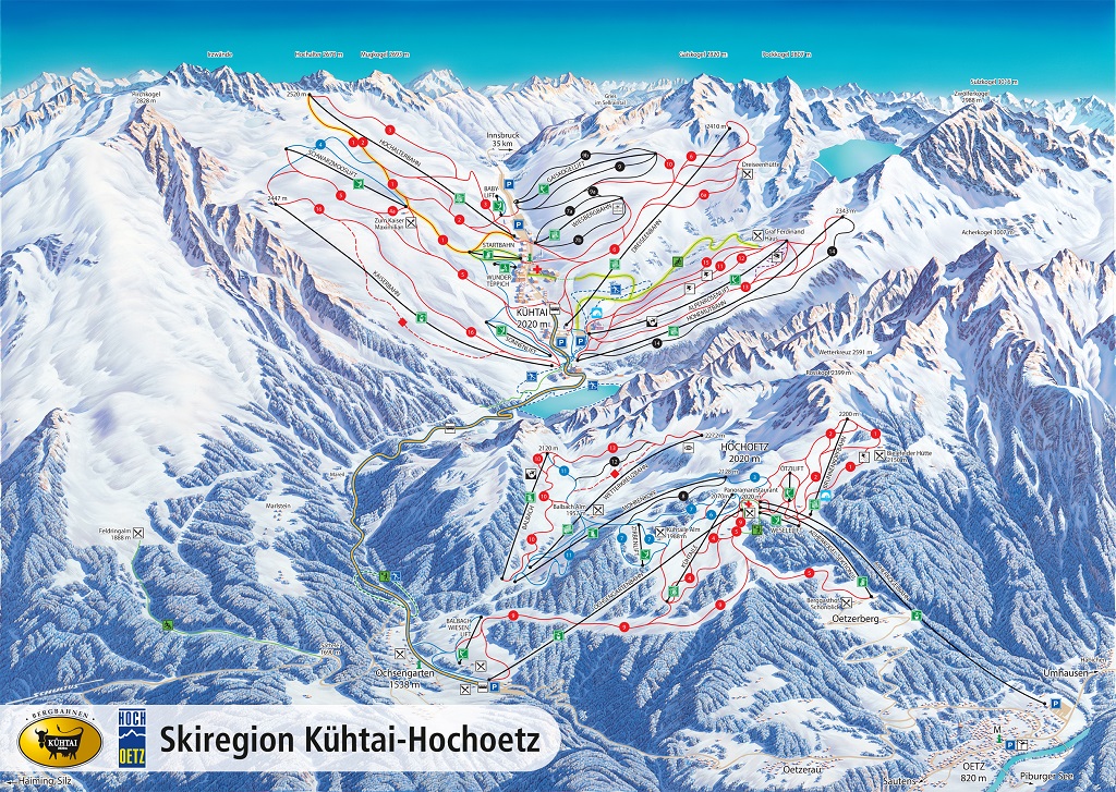 Cartina Kuhtai - Mappa piste sci Kuhtai