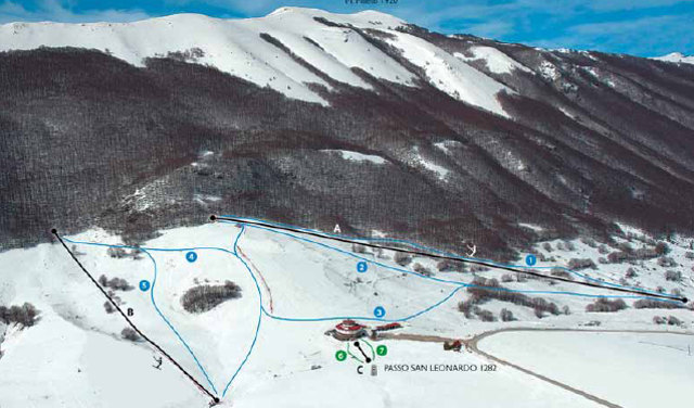 Cartina piste sci Pacentro - Passo San Leonardo - Skimap Pacentro - Passo San Leonardo