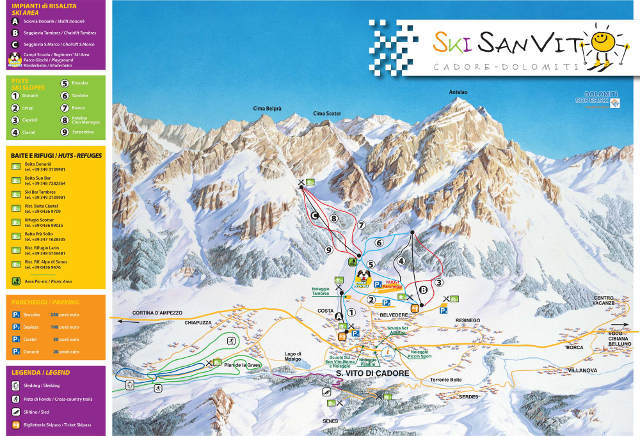 Cartina piste sci San Vito di Cadore - Skimap San Vito di Cadore