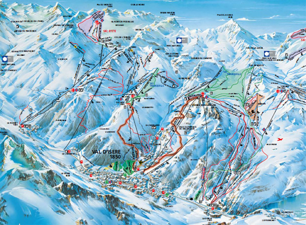 Cartina Val d'Isere - Mappa piste sci Val d'Isere