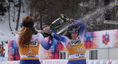Brignone - Goggia, festa Italia a La Thuile