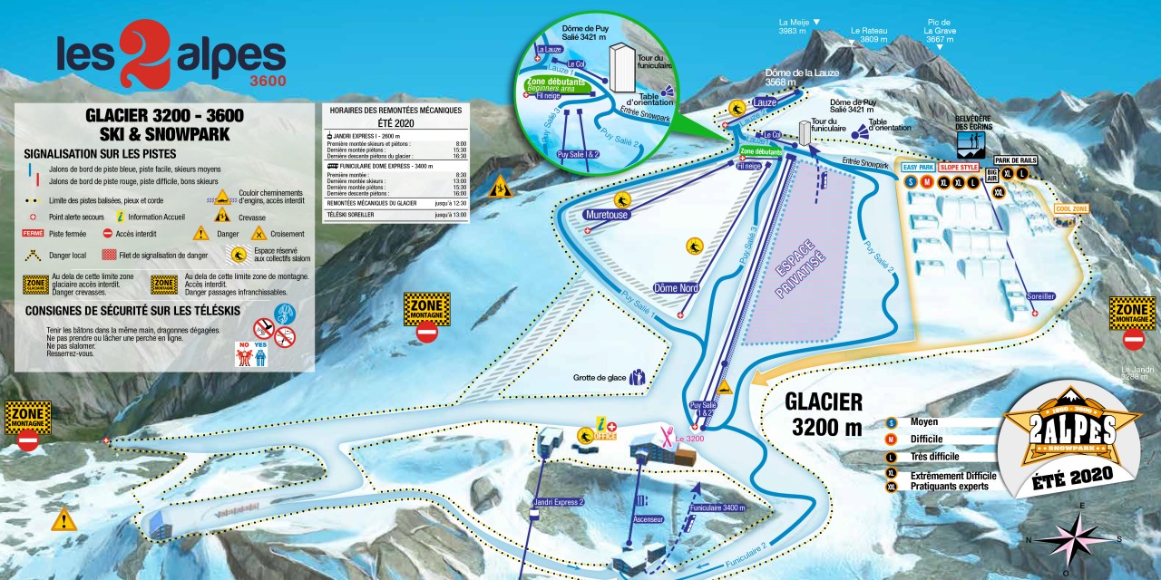 skimap estiva Les Deux Alpes